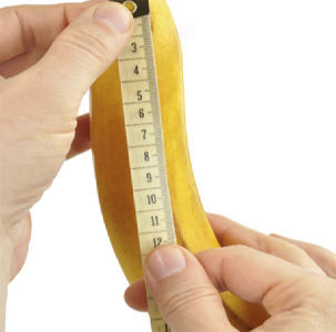 Banana measured with centimeter tape